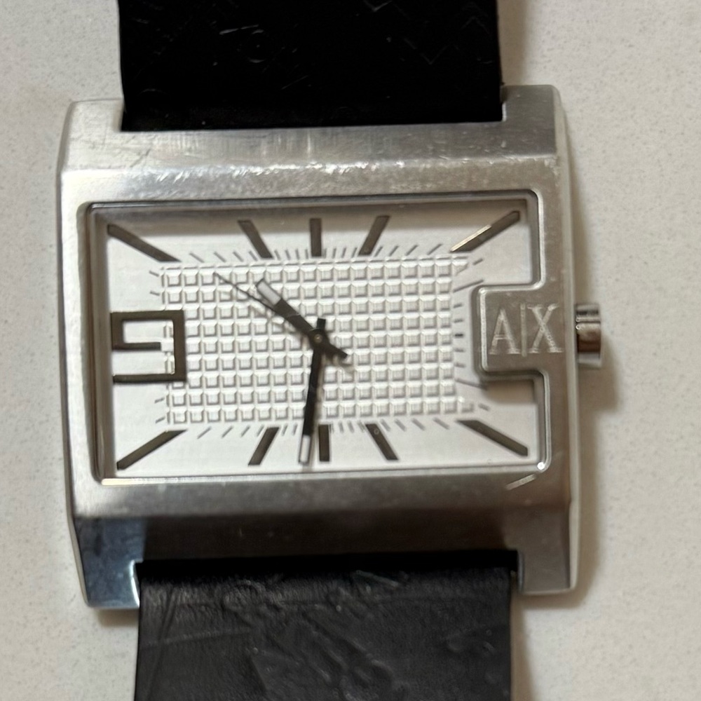 Armani Exchange, Silver Rectangular Dial Watch, M… - image 1